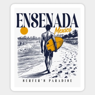 Vintage Surfing Ensenada, Mexico // Retro Surfer Sketch // Surfer's Paradise Magnet
